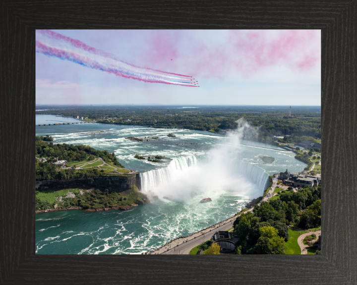 Red Arrows over Niagra Falls Photo Print - Royal Air Force Aircraft Hampshire Prints 10 x 8 Black Frame No