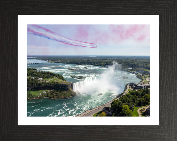 Red Arrows over Niagra Falls Photo Print - Royal Air Force Aircraft Hampshire Prints 10 x 8 Black Frame Yes