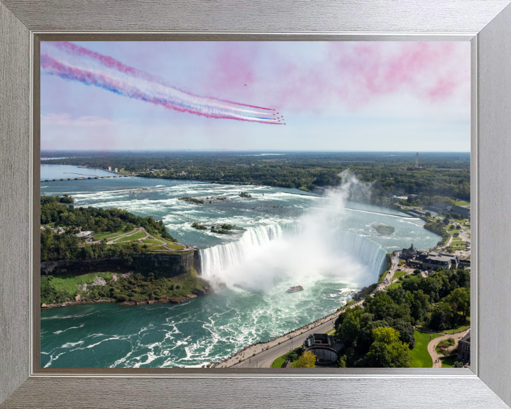 Red Arrows over Niagra Falls Photo Print - Royal Air Force Aircraft Hampshire Prints 10 x 8 Silver Frame No