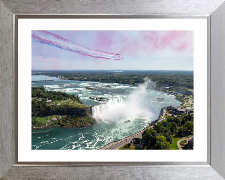Red Arrows over Niagra Falls Photo Print - Royal Air Force Aircraft Hampshire Prints 10 x 8 Silver Frame Yes