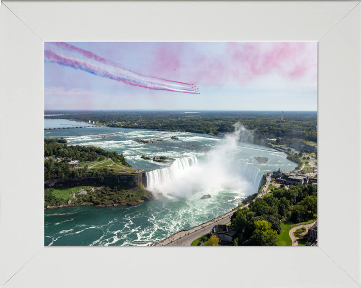 Red Arrows over Niagra Falls Photo Print - Royal Air Force Aircraft Hampshire Prints 10 x 8 White Frame No
