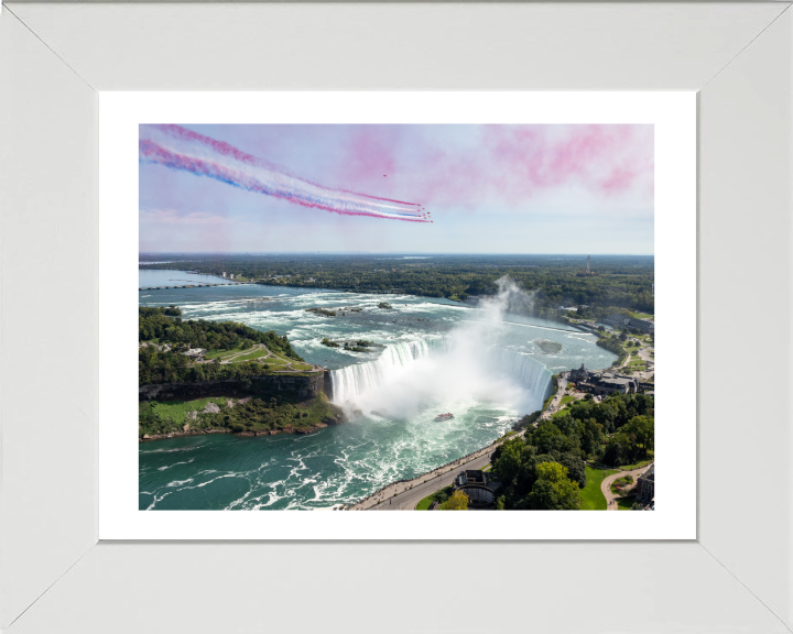 Red Arrows over Niagra Falls Photo Print - Royal Air Force Aircraft Hampshire Prints 10 x 8 White Frame Yes
