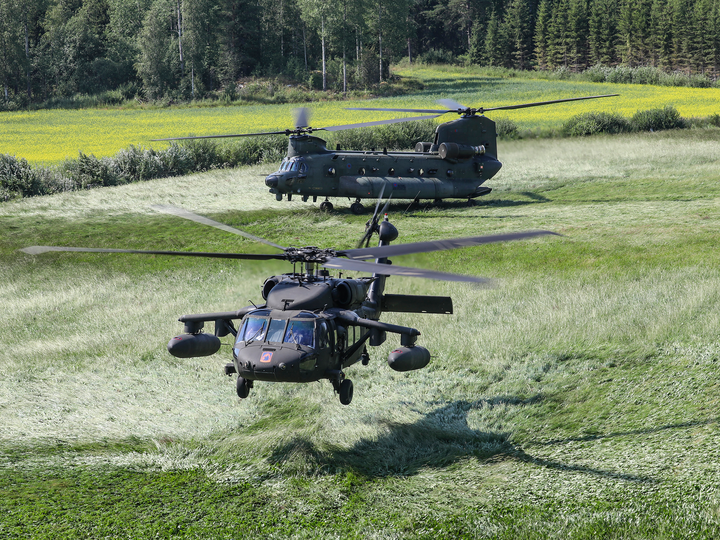 RAF Chinook and US Army UH-60 Blackhawk Helicopters Photo Print - Royal Air Force Aircraft Hampshire Prints 6 x 4 No Frame No