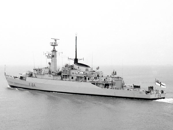 HMS Ardent F184 Type 21 Frigate 1981 Leaving Harbour