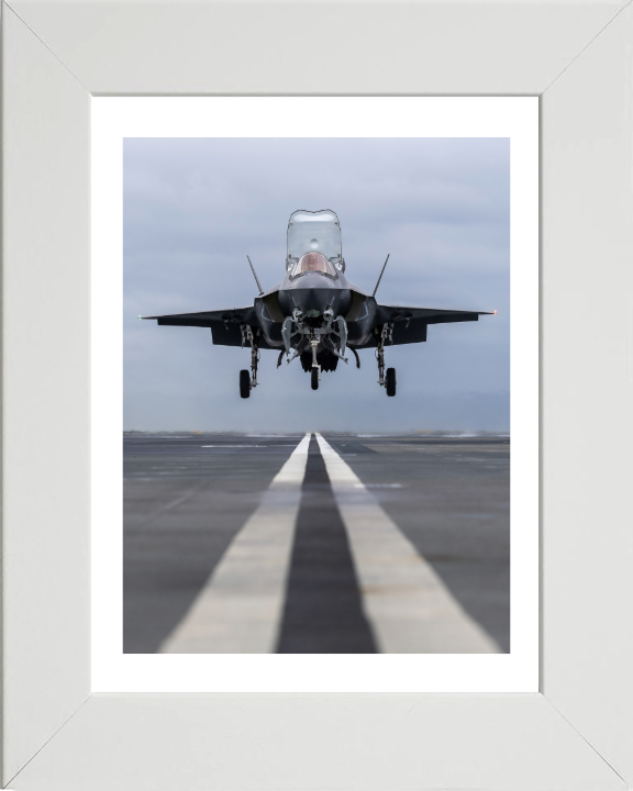 F-35B Jet Landing on a Flight Deck Photo Print - Royal Navy Aircraft Hampshire Prints 10 x 8 White Frame Yes