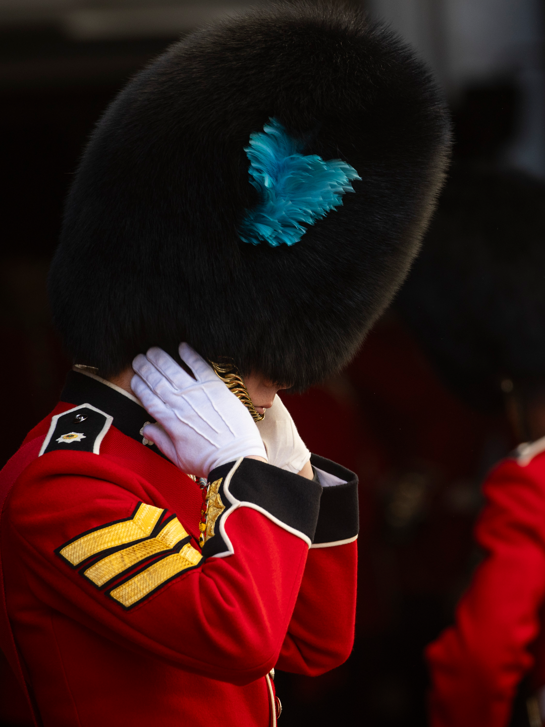 Irish Guards Sergeant dons his Bear Skin Photo Print - British Army Hampshire Prints 6 x 4 No Frame No