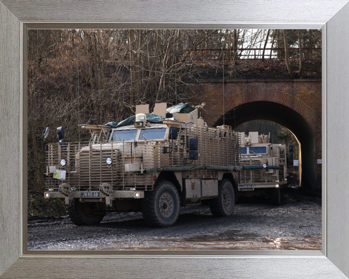 British Ridgeback vehicles Photo Print - British Army Vehicle Hampshire Prints 10 x 8 Silver Frame No