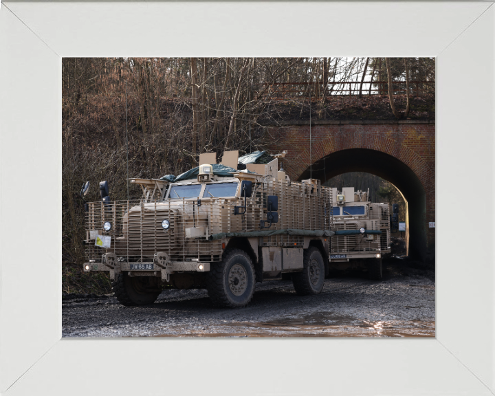 British Ridgeback vehicles Photo Print - British Army Vehicle Hampshire Prints 10 x 8 White Frame No