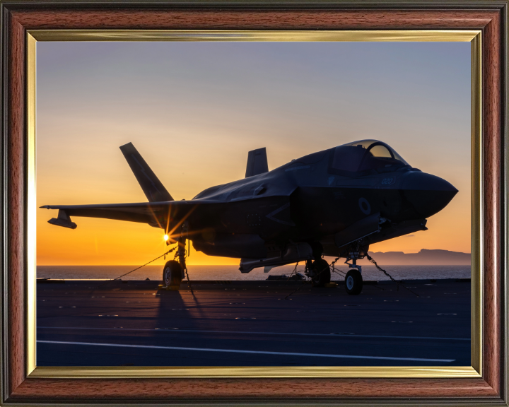 F-35B Jet at Sunset Photo Print - Royal Navy Aircraft Hampshire Prints 10 x 8 Classic Frame No