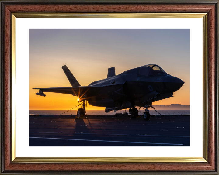 F-35B Jet at Sunset Photo Print - Royal Navy Aircraft Hampshire Prints 10 x 8 Classic Frame Yes