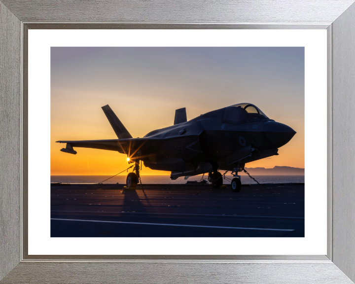 F-35B Jet at Sunset Photo Print - Royal Navy Aircraft Hampshire Prints 10 x 8 Silver Frame Yes