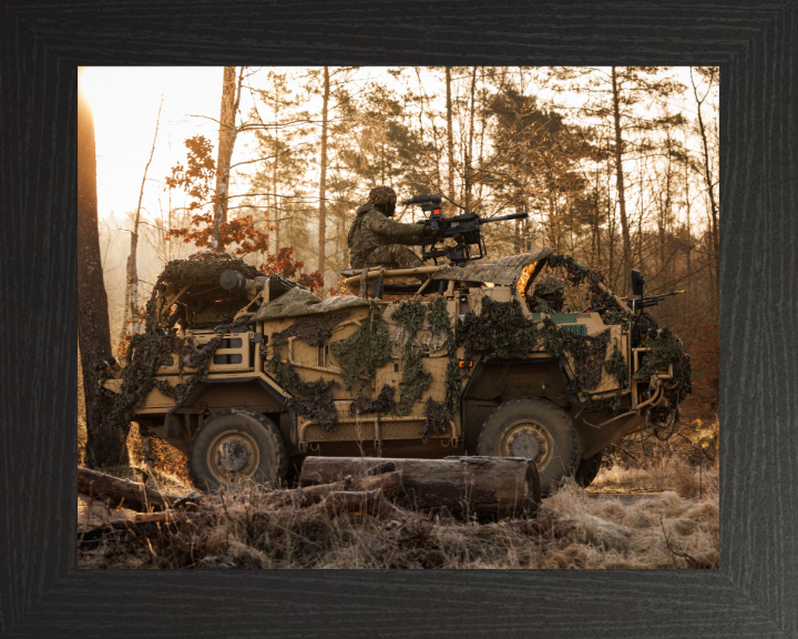 Jackal Vehicle At Sunset Photo Print - British Army Vehicle Hampshire Prints 10 x 8 Black Frame No