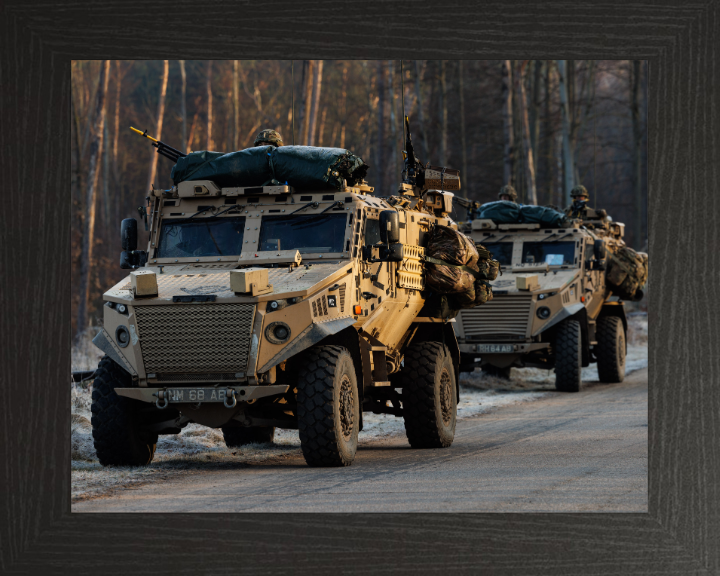 British Foxhound vehicles Photo Print - British Army Vehicle Hampshire Prints 10 x 8 Black Frame No