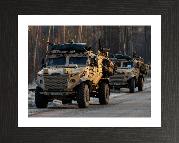 British Foxhound vehicles Photo Print - British Army Vehicle Hampshire Prints 10 x 8 Black Frame Yes