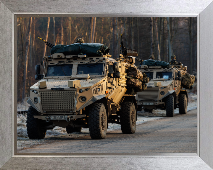 British Foxhound vehicles Photo Print - British Army Vehicle Hampshire Prints 10 x 8 Silver Frame No