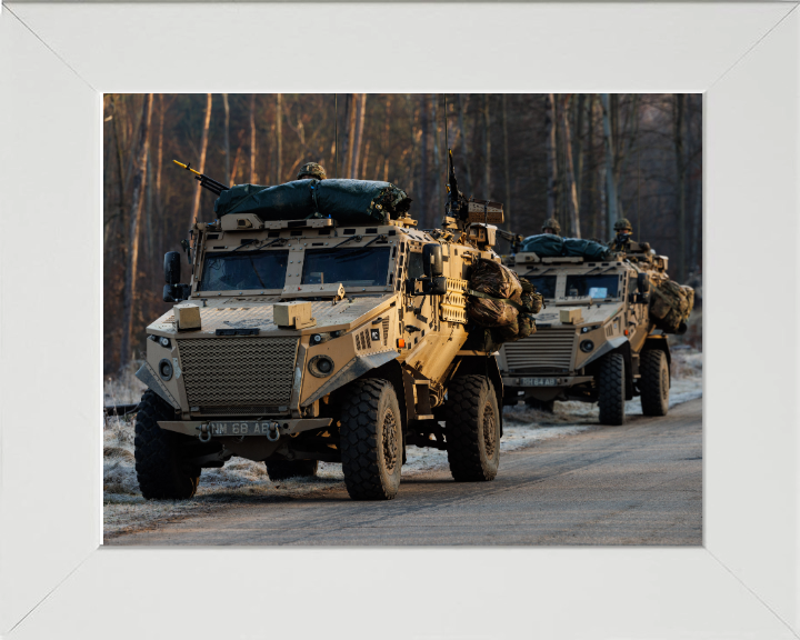 British Foxhound vehicles Photo Print - British Army Vehicle Hampshire Prints 10 x 8 White Frame No