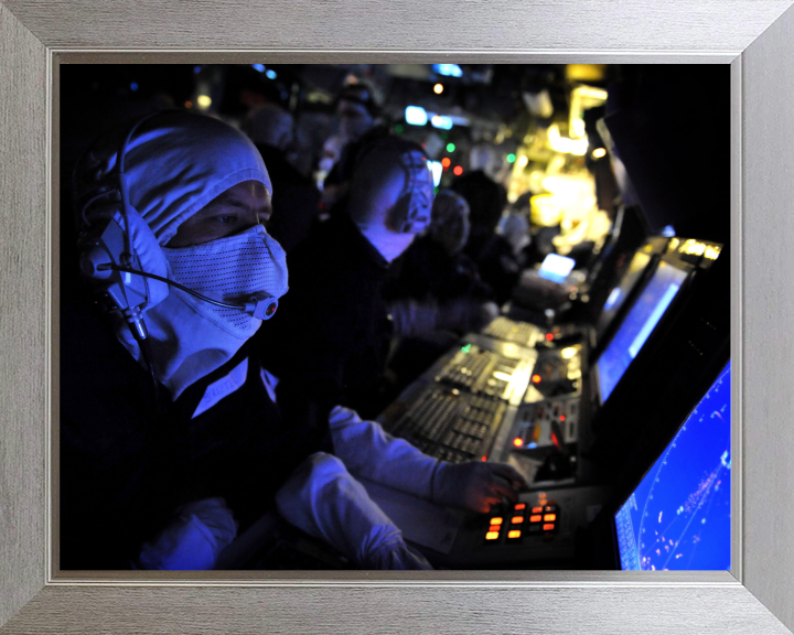 Warship Operations Room Photo Print - Royal Navy Hampshire Prints 10 x 8 Silver Frame No