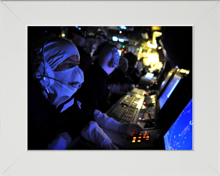 Warship Operations Room Photo Print - Royal Navy Hampshire Prints 10 x 8 White Frame No
