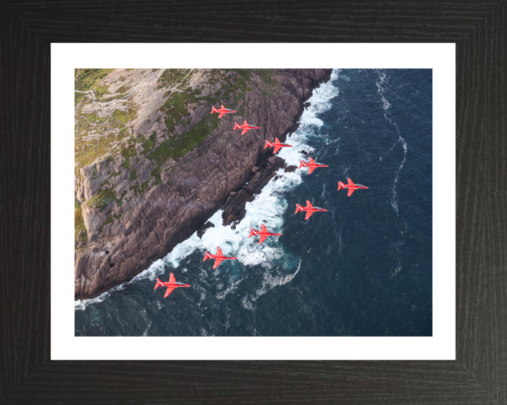 RAF Red Arrows over Newfoundland Photo Print - Royal Air Force Aircraft Hampshire Prints 10 x 8 Black Frame Yes