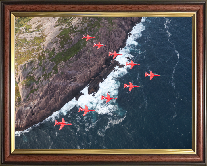 RAF Red Arrows over Newfoundland Photo Print - Royal Air Force Aircraft Hampshire Prints 10 x 8 Classic Frame No