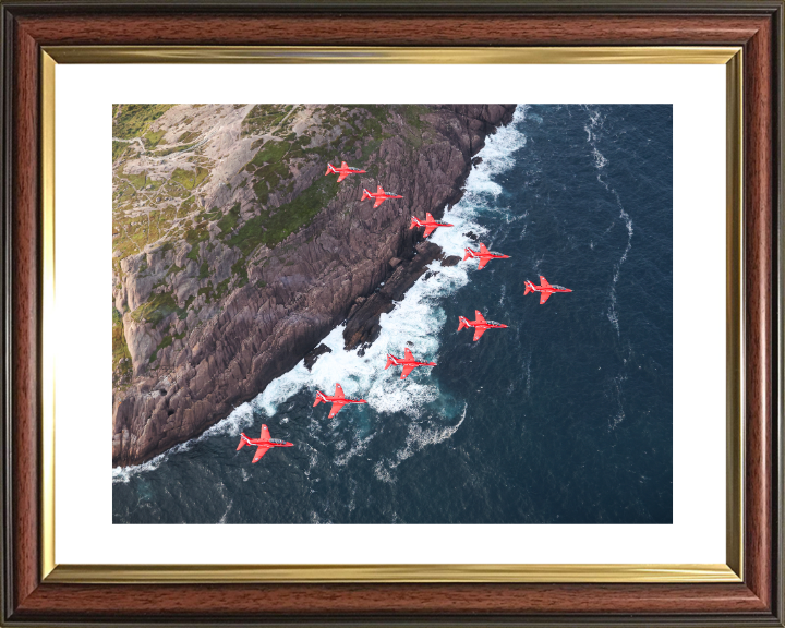 RAF Red Arrows over Newfoundland Photo Print - Royal Air Force Aircraft Hampshire Prints 10 x 8 Classic Frame Yes