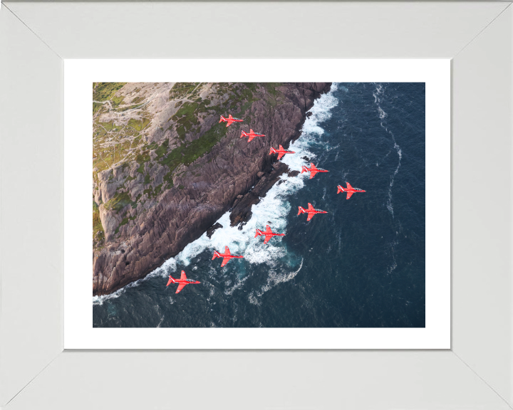 RAF Red Arrows over Newfoundland Photo Print - Royal Air Force Aircraft Hampshire Prints 10 x 8 White Frame Yes