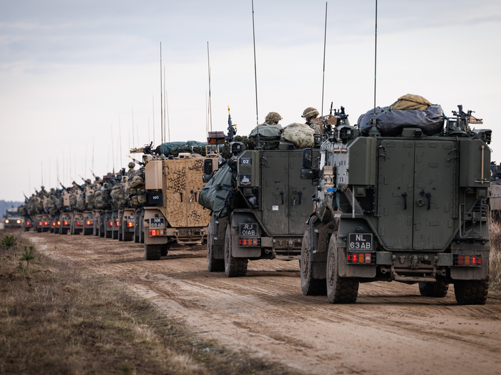 Line of British Foxhound vehicles Photo Print - British Army Vehicle Hampshire Prints 6 x 4 No Frame No