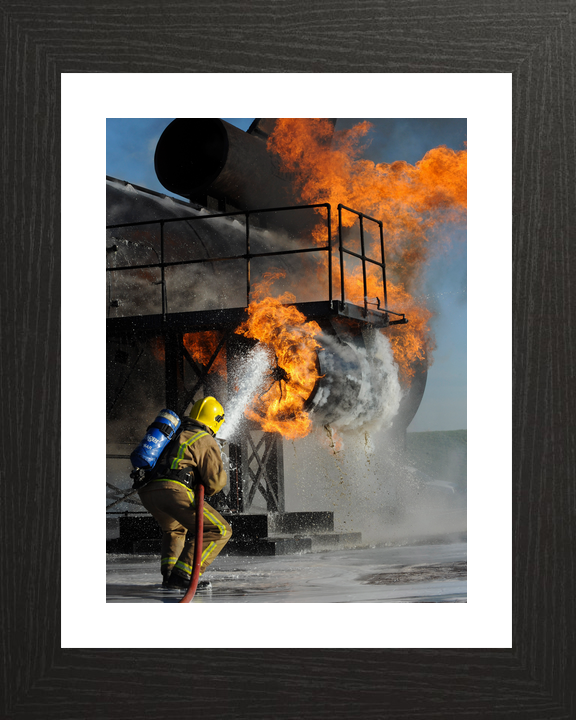 RAF Firefighter Tackling Flames Manston c2010