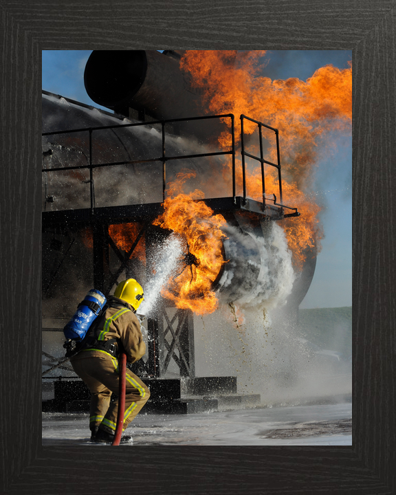 RAF Firefighter Tackling Flames Manston c2010