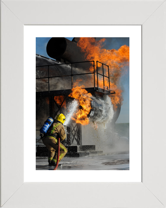 RAF Firefighter Tackling Flames Manston c2010
