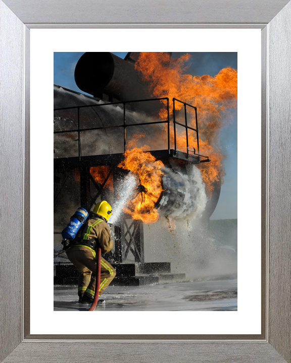 RAF Firefighter Tackling Flames Manston c2010