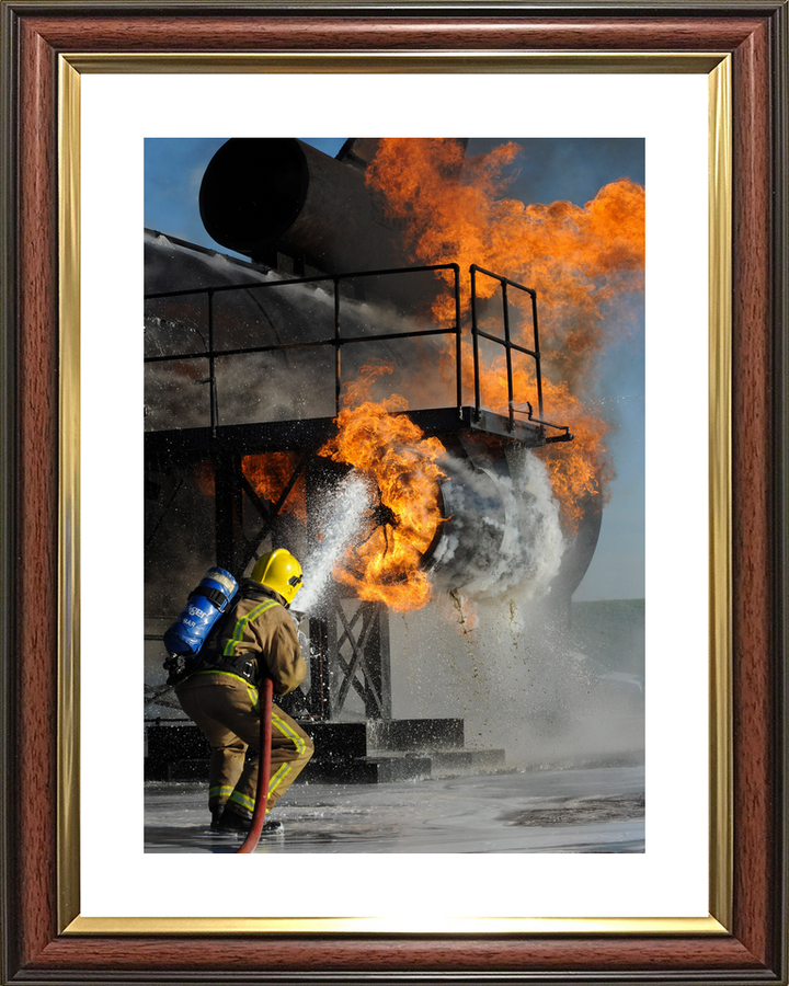 RAF Firefighter Tackling Flames Manston c2010