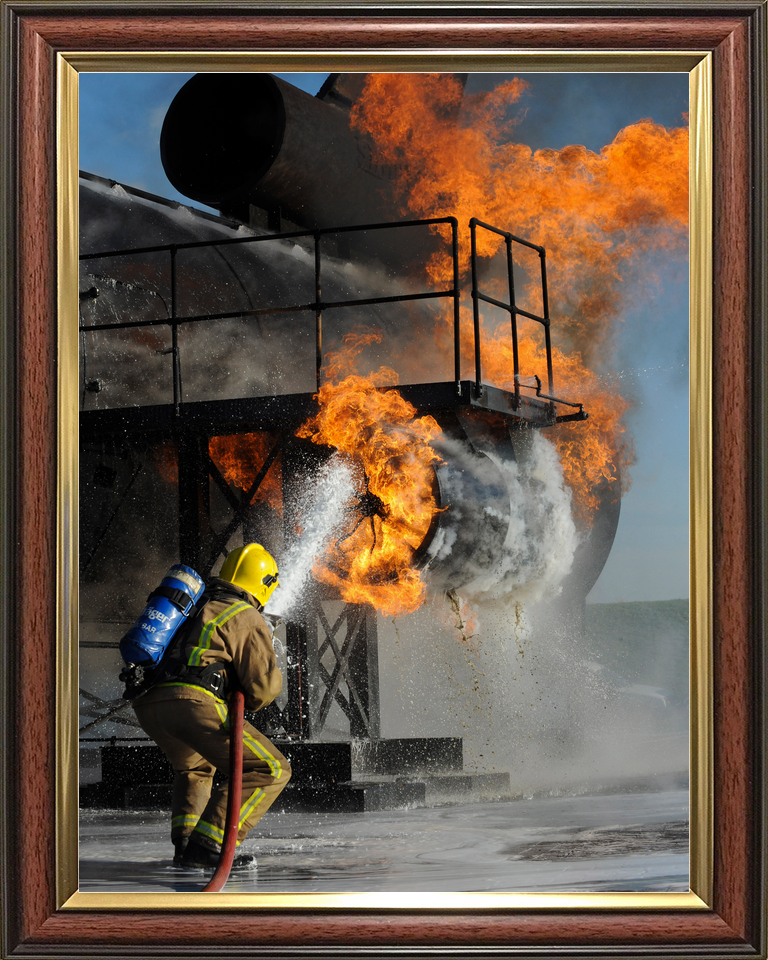 RAF Firefighter Tackling Flames Manston c2010