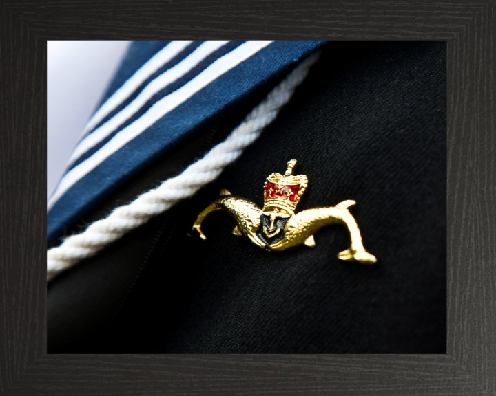Submariner Dolphins Closeup Photo Print - Royal Navy Hampshire Prints 10 x 8 Black Frame No