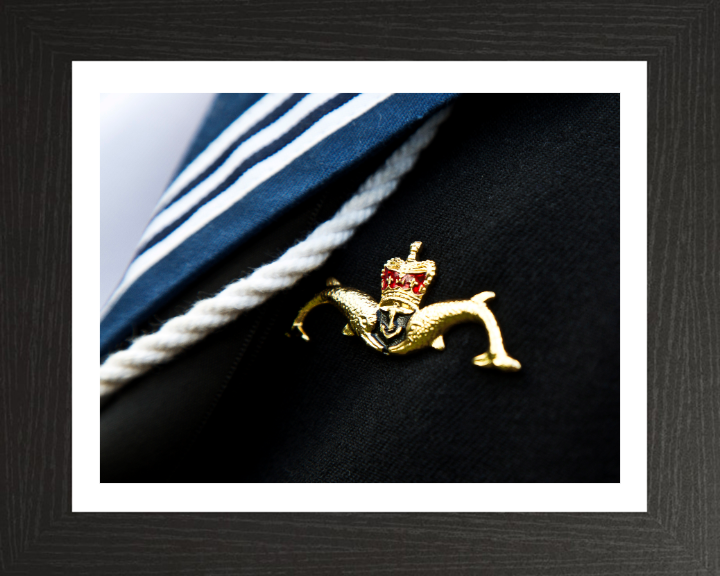 Submariner Dolphins Closeup Photo Print - Royal Navy Hampshire Prints 10 x 8 Black Frame Yes