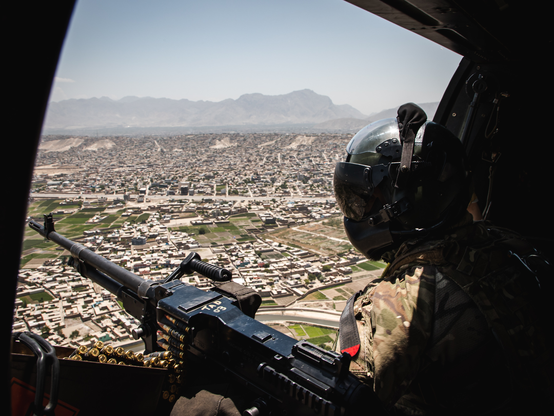 RAF Puma Door Gunner Over Kabul May 2021