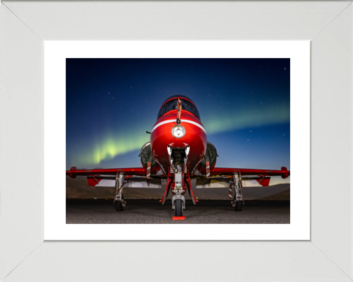 RAF Hawk T1 aircraft and Northern Lights Photo Print - Royal Air Force Aircraft Hampshire Prints 10 x 8 White Frame Yes