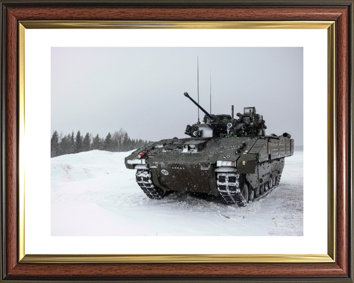 AJAX Armoured Fighting Vehicle in the snow Photo Print - British Army Vehicle Hampshire Prints 10 x 8 Classic Frame Yes