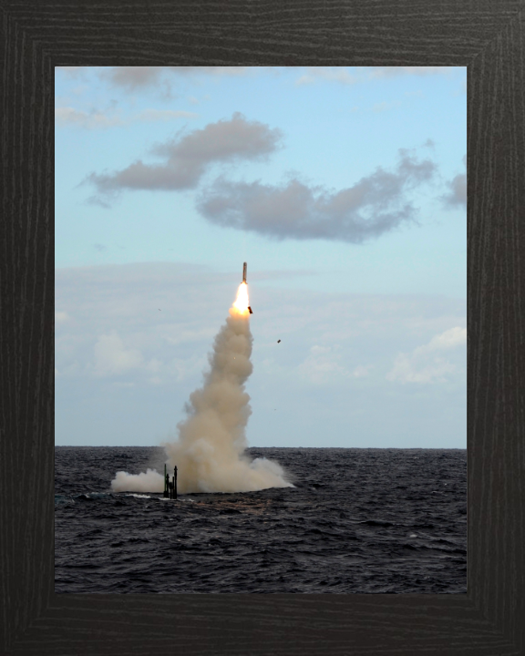 Astute Class Submarine Fires a Tomahawk missile Photo Print - Royal Navy Hampshire Prints 10 x 8 Black Frame No
