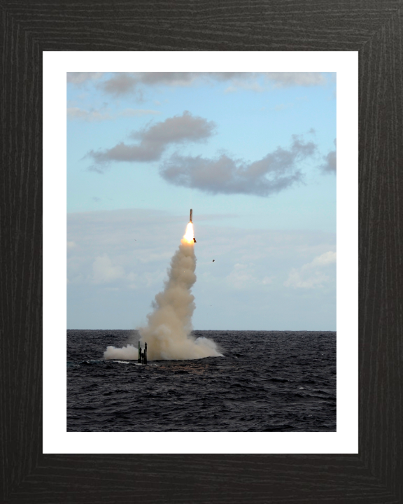 Astute Class Submarine Fires a Tomahawk missile Photo Print - Royal Navy Hampshire Prints 10 x 8 Black Frame Yes