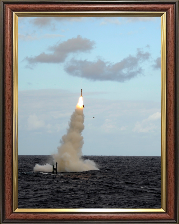 Astute Class Submarine Fires a Tomahawk missile Photo Print - Royal Navy Hampshire Prints 10 x 8 Classic Frame No