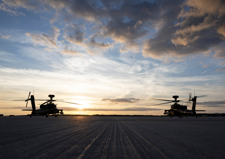 Army air Corps Apache Helicopters at sunset Photo Print - British Army Posters, Prints, & Visual Artwork Hampshire Prints 6 x 4 No Frame No