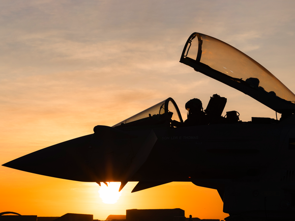 RAF Typhoon FGR4 Cockpit at Sunset in Australia July 2024
