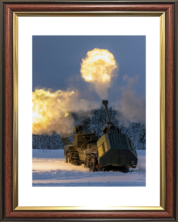 Archer artillery 155mm gun firing Photo Print - British Army Vehicle Hampshire Prints 10 x 8 Classic Frame Yes