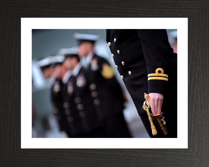Lieutenant on parade with sword Photo Print - Royal Navy Hampshire Prints 10 x 8 Black Frame Yes