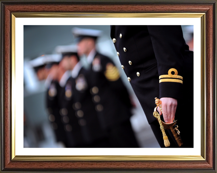 Lieutenant on parade with sword Photo Print - Royal Navy Hampshire Prints 10 x 8 Classic Frame Yes