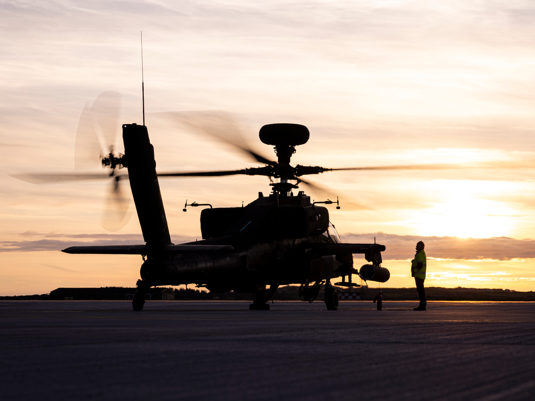 Army air Corps Apache Helicopters at sunset Silhouette Photo Print - British Army Posters, Prints, & Visual Artwork Hampshire Prints 6 x 4 No Frame No