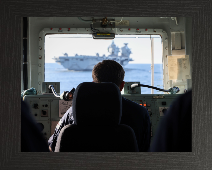 Quarter Master's view at the wheel Photo Print - Royal Navy Hampshire Prints 10 x 8 Black Frame No