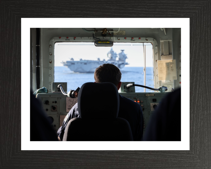 Quarter Master's view at the wheel Photo Print - Royal Navy Hampshire Prints 10 x 8 Black Frame Yes