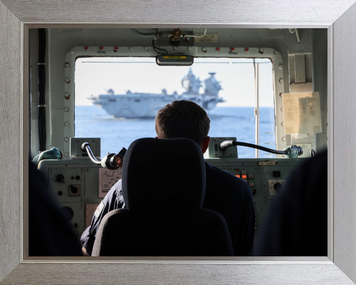 Quarter Master's view at the wheel Photo Print - Royal Navy Hampshire Prints 10 x 8 Silver Frame No